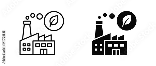 Eco Factory icon set with style outline and solid. vector simple elements for design and presentation.