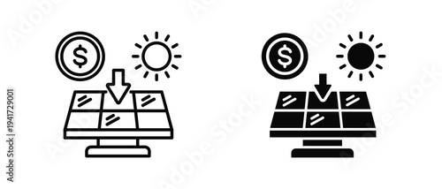 Solar Investment icon set with style outline and solid. vector simple elements for design and presentation.