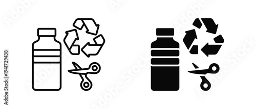 Plastic Reduction icon set with style outline and solid. vector simple elements for design and presentation.