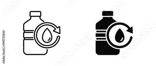 Refill Station icon set with style outline and solid. vector simple elements for design and presentation.