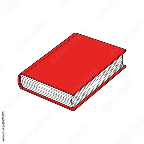 A red book with white pages on a plain background