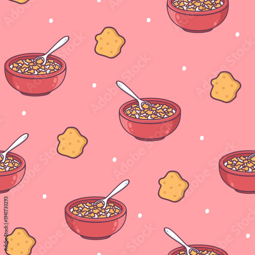 Cereal Bowl Pattern vector design for print on textile, wrapping, backdrop and other uses