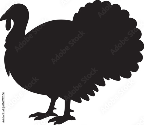 Turkey silhouette vector illustration isolated on transparent background design element for thanksgiving day holiday celebration autumn harvest season traditional bird graphic art symbol
