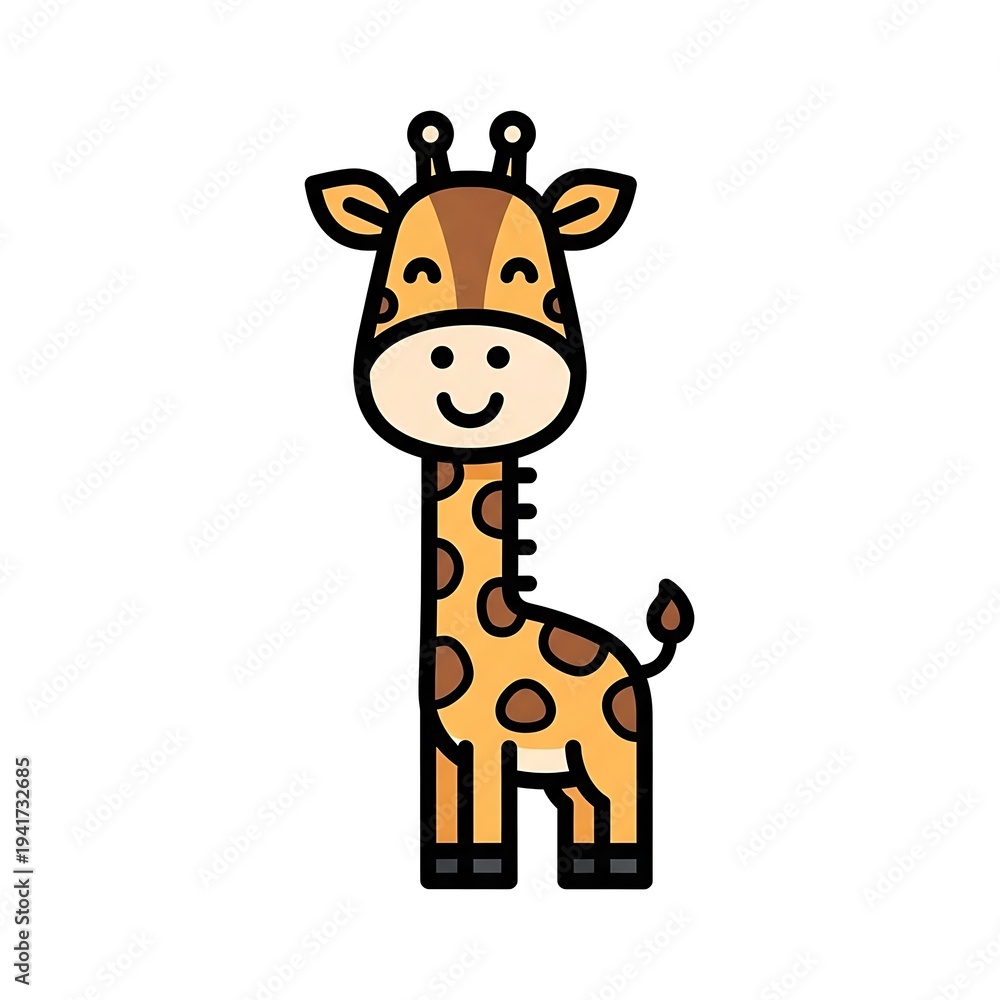 Fototapeta premium Cartoon Giraffe Character Illustration.