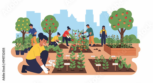 Community Gardening in City.