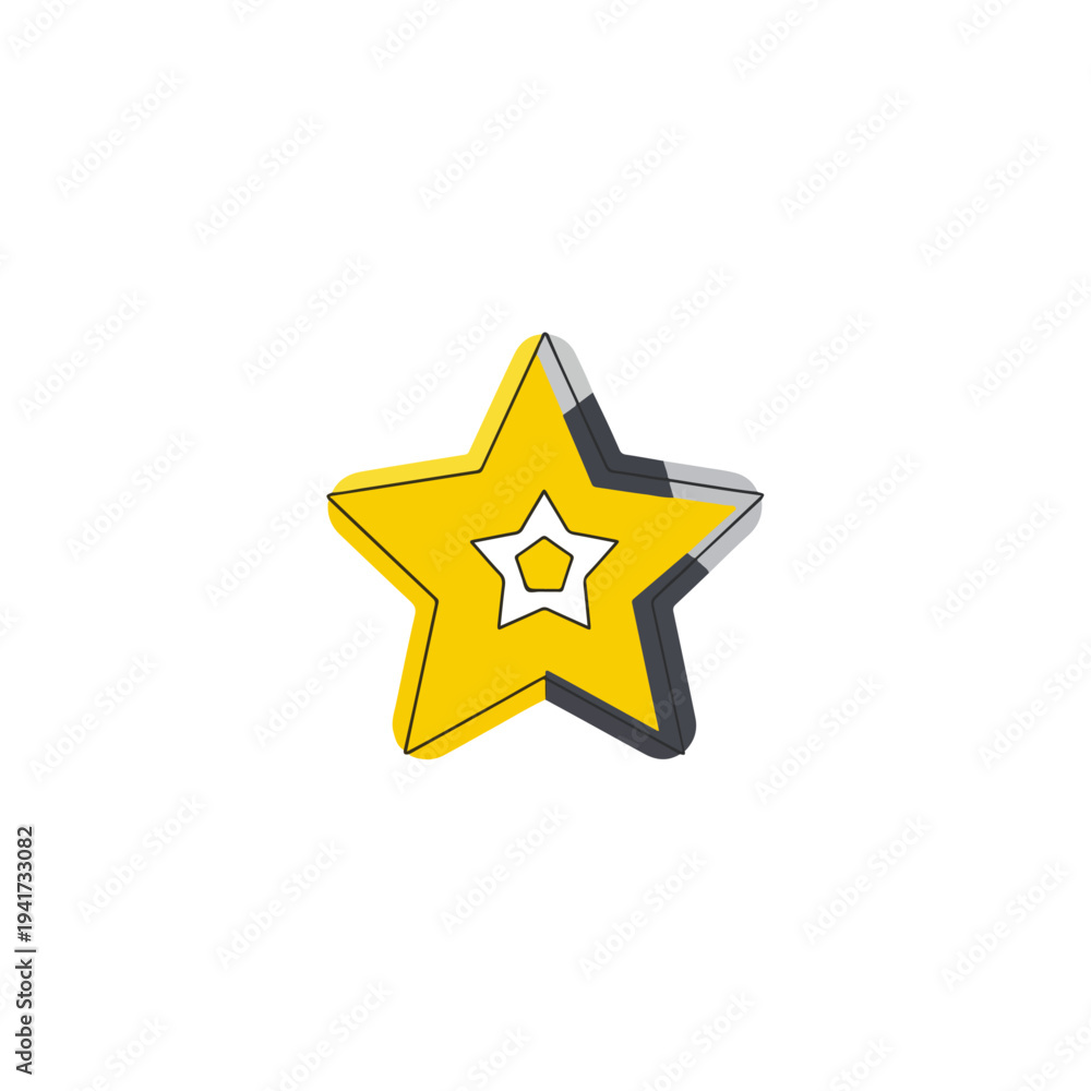 Fototapeta premium Yellow Star Icon with Shadow for Awards and Recognition