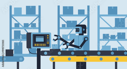 Industrial Robot Arm in Factory.