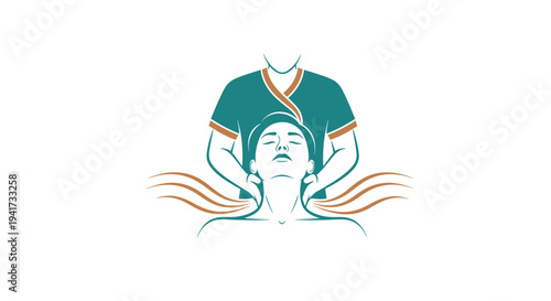 Illustration of a person receiving a therapeutic neck massage.