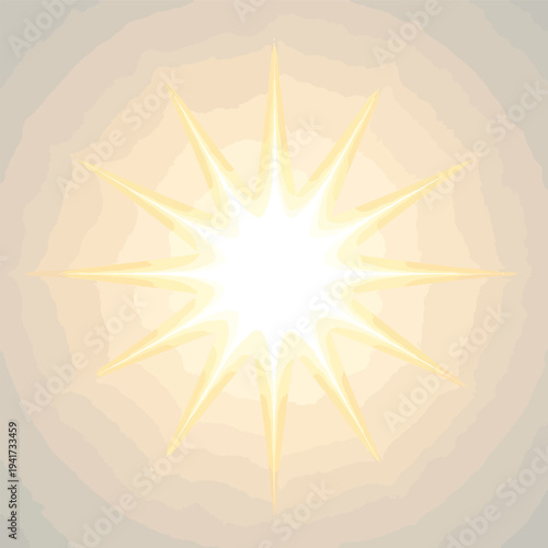 Shining Yellow Starburst on Beige Background