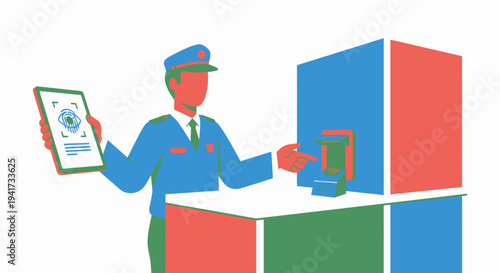 Man Votes on Digital Device.