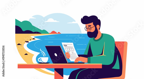 Man Working on Laptop.