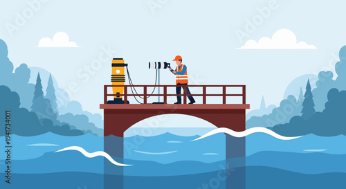 Photographer on Bridge Platform.