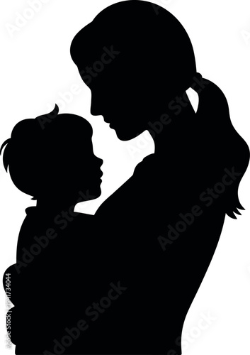Mother Holding Child Silhouette baby embrace