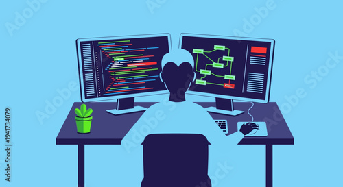 Programmer Working on Code.