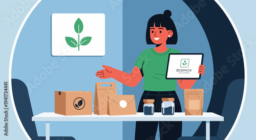 Woman Packaging Eco Friendly Products.