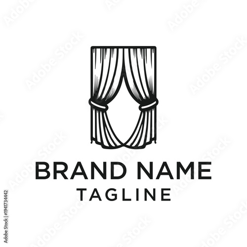 curtains logo template inspiration. flat curtain logo icon .