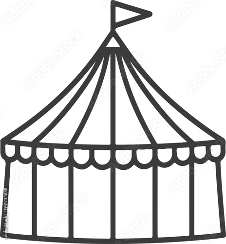 Vintage circus big top pavilion tent outline festival entertainment canopy line vector icon