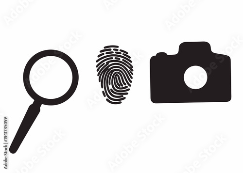 Investigation and surveillance icons for security and research purposes