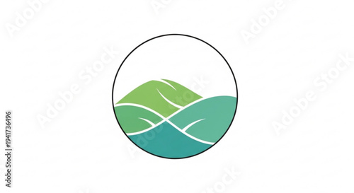Modern eco friendly mountain landscape logo with green hills