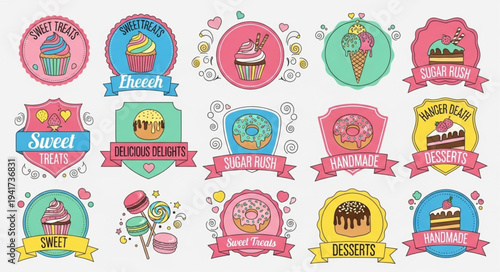 Sweet Treats Collection - Adorable Cupcake and Dessert Badges for Your Creative Projects.