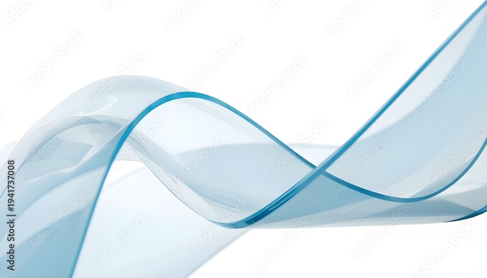 Obraz premium A delicate blue ribbon waves gently against a clean white background