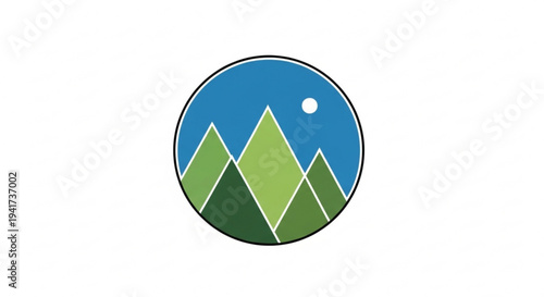 Serene mountain landscape with moonlit sky