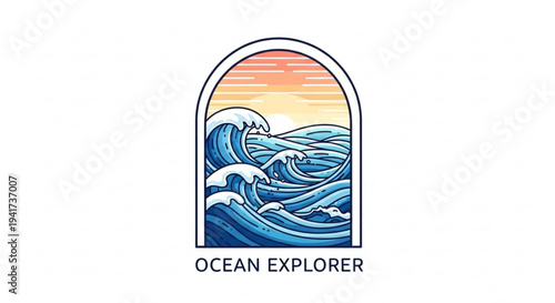 Ocean waves crash at sunset in stunning arched frame