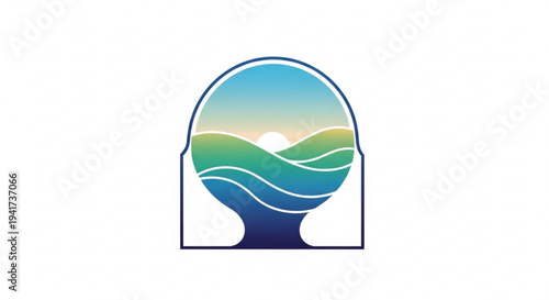 Stunning landscape silhouette with sunset and rolling hills