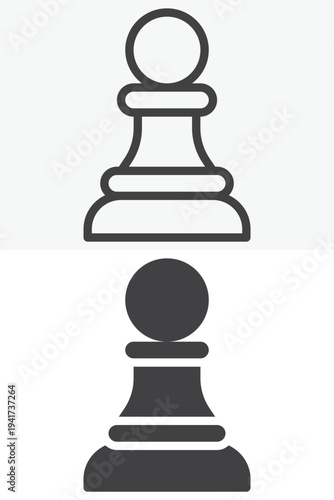 Chess pawn strategy icon set. Line outline and solid icon style. Editable stroke vector sign symbol for business planning leadership tactic.