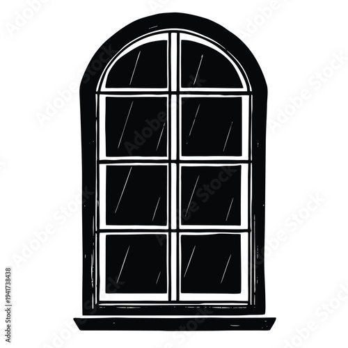 Icons set of windows different types. Pictogram collection in thin linear style. Classic architecture elements. Simple design. Vector illustration in black color isolated on white background