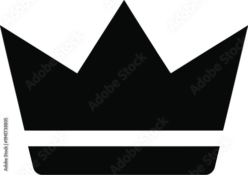 A black crown icon on a simple white background displayed frontally
