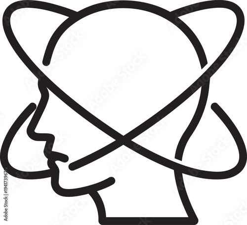 Man feeling dizzy with spinning head rings representing vertigo and respiratory sickness symptom linear vector icon