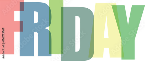 Friday Word Text Colorful Letters white background