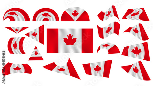 Collection of various canadian flags and flag elements