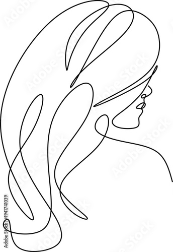 Abstract girl face continuous one line drawing minimalism design isolated on white backgroun
