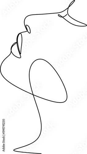 Abstract girl face continuous one line drawing minimalism design isolated on white backgroun