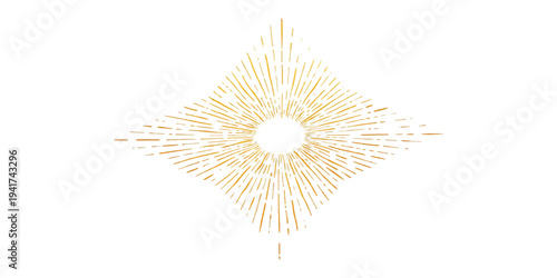 A sharp macro closeup of a golden wooden star decoration made from toothpicks on a white background for a winter Christmas celebration