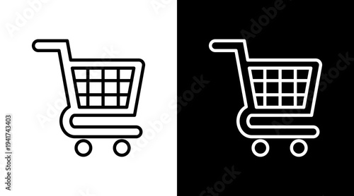 Shopping Cart White Icon Set Design 