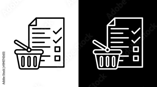Shopping List White Icon Set Design 