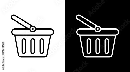 Basket White Icon Set Design 