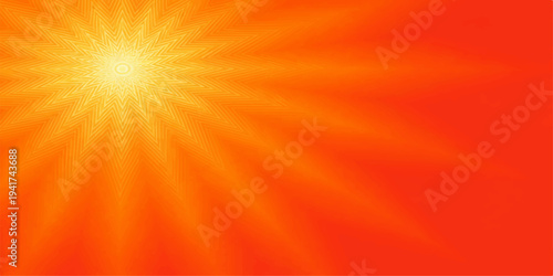 A bright summer sky background featuring an orange sun burst with warm yellow rays and a glowing energy star design that creates a vibrant motion texture backdrop for digital art