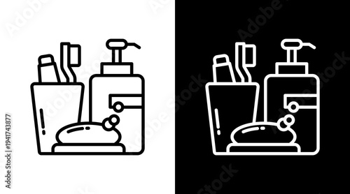 Toiletries White Icon Set Design 