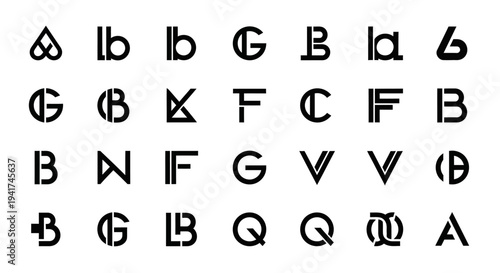 Abstract Geometric Letterforms & Symbols - Modern Typography Design Elements