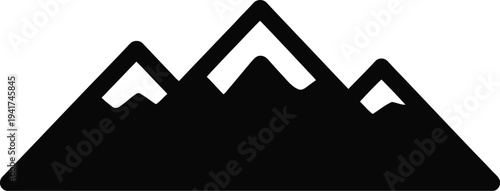 Minimalist vector illustration of mountains landscape with silhouette and peaks from a distant viewpoint
