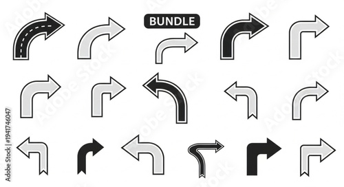 Set of Arrow Icons for Navigation and Direction.