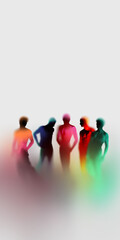 Diverse colorful human silhouettes on white. Ideal for inclusion campaigns, DEI branding, social equality advertising and corporate identity projects