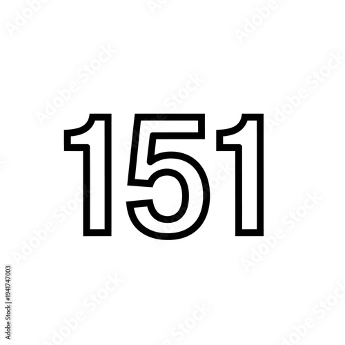 Number 151 Bold Outline.