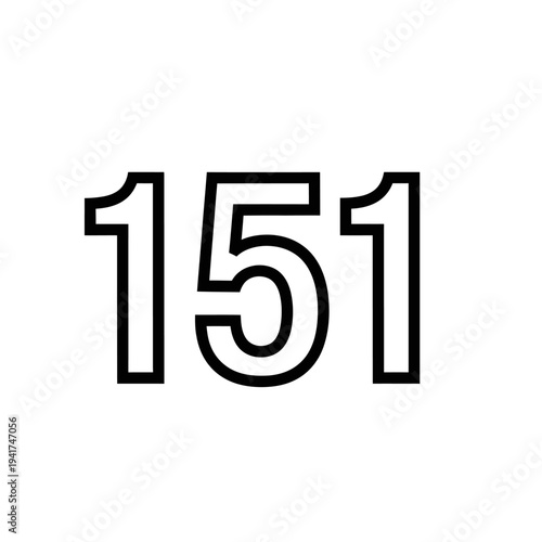 Number 151 Bold Outline Font.