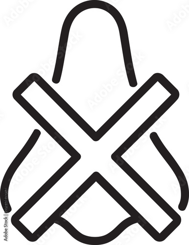 Human nose with cross mark representing nasal congestion blocked breathing and sinus allergy symptom vector icon