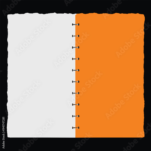 Torn Paper Notebook with Orange and White Pages